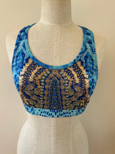 Load image into Gallery viewer, Cropped racer back top blue reptile
