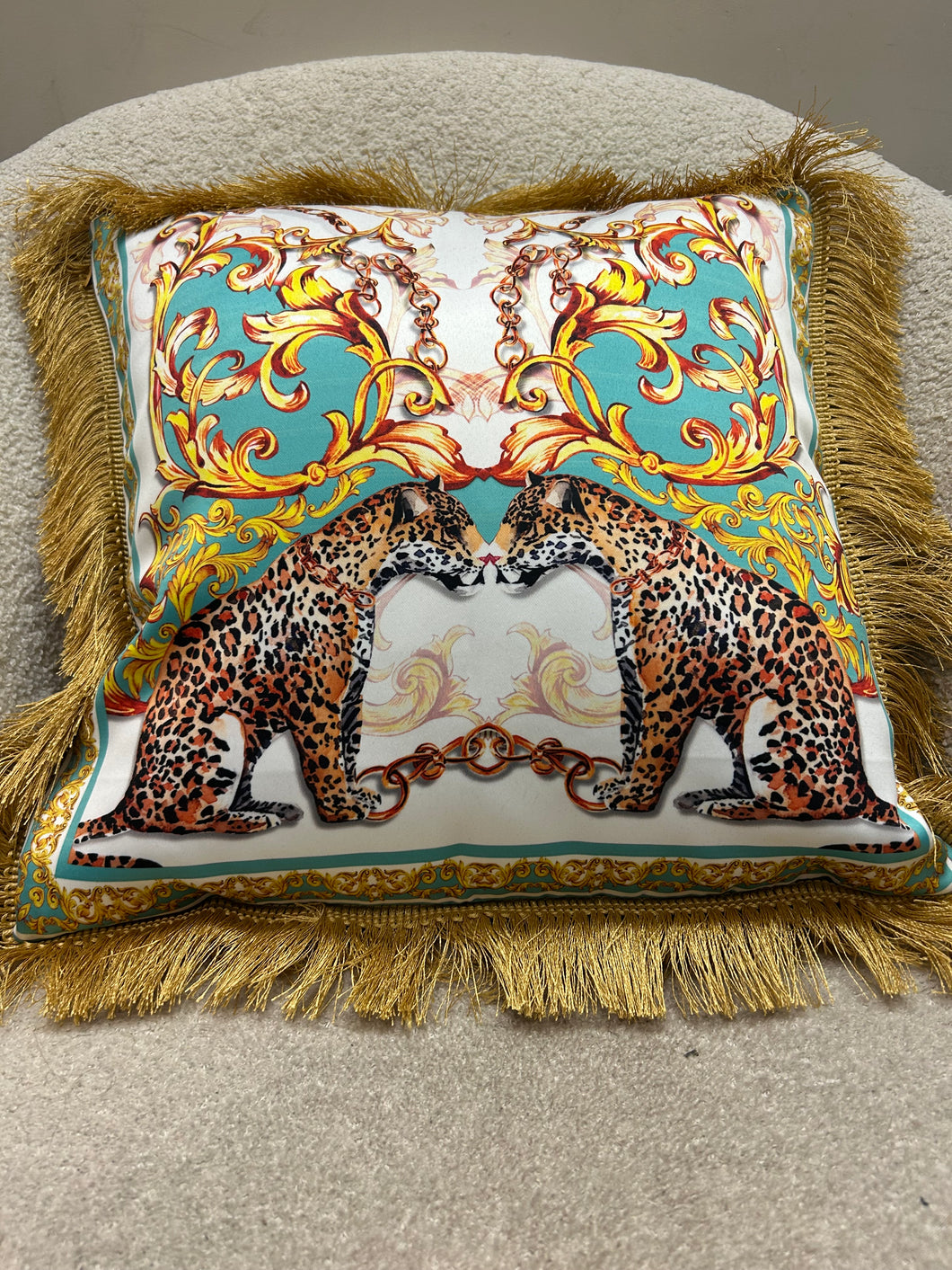 Cushion Cover Tiger Royal turq