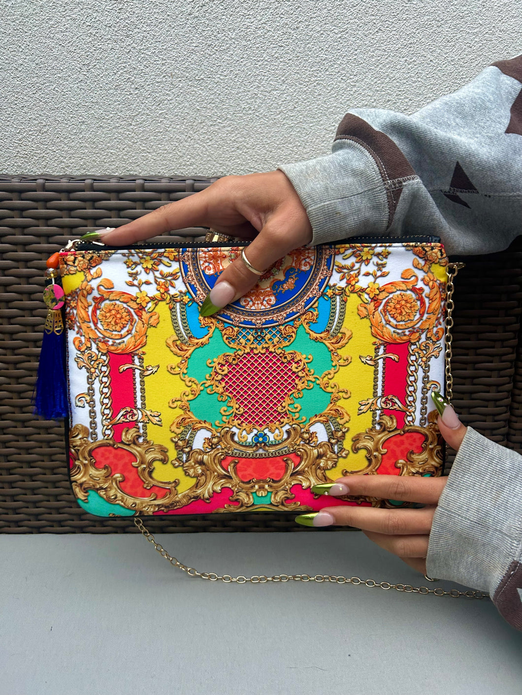 Printed Clutch bag- Miami Pastel Gold