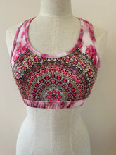 Load image into Gallery viewer, Cropped racer back top pink leopard smudge
