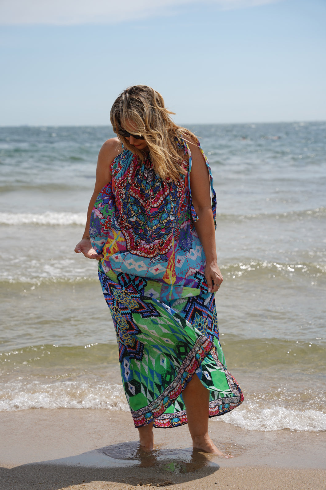 Drawstring Dress Forest Ikat