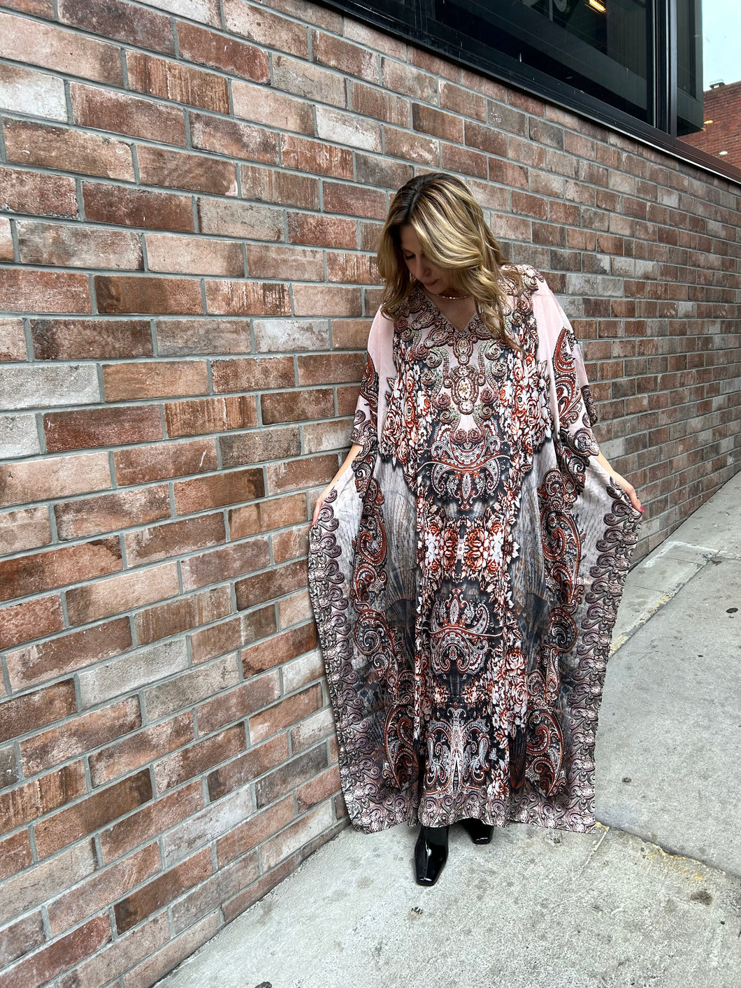 Maxi kaftan vintage pink