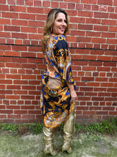 Load image into Gallery viewer, Maxi Kaftan Miami Blue Black
