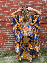 Load image into Gallery viewer, Maxi Kaftan Miami Blue Black

