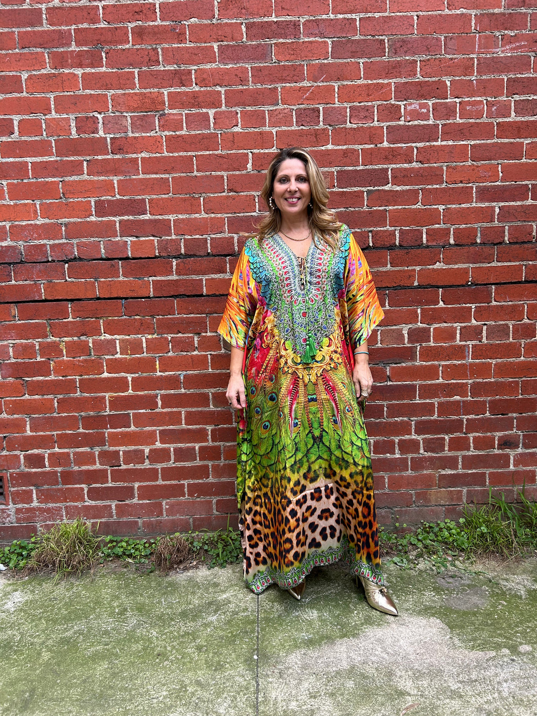 Maxi Kaftan Green Leopard Exotic