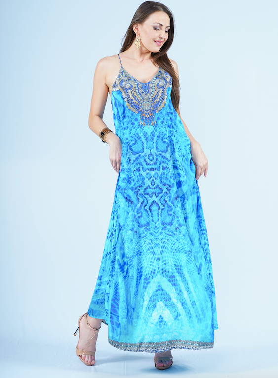 T-Back Dress- Blue Rattler