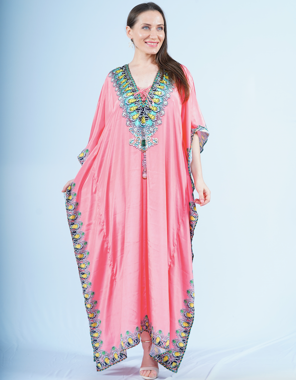 Maxi Kaftan- Pink Solid – Kat by Katherine Jane