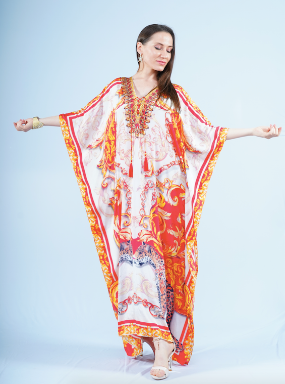 Maxi Kaftan- Tiger Royal Red